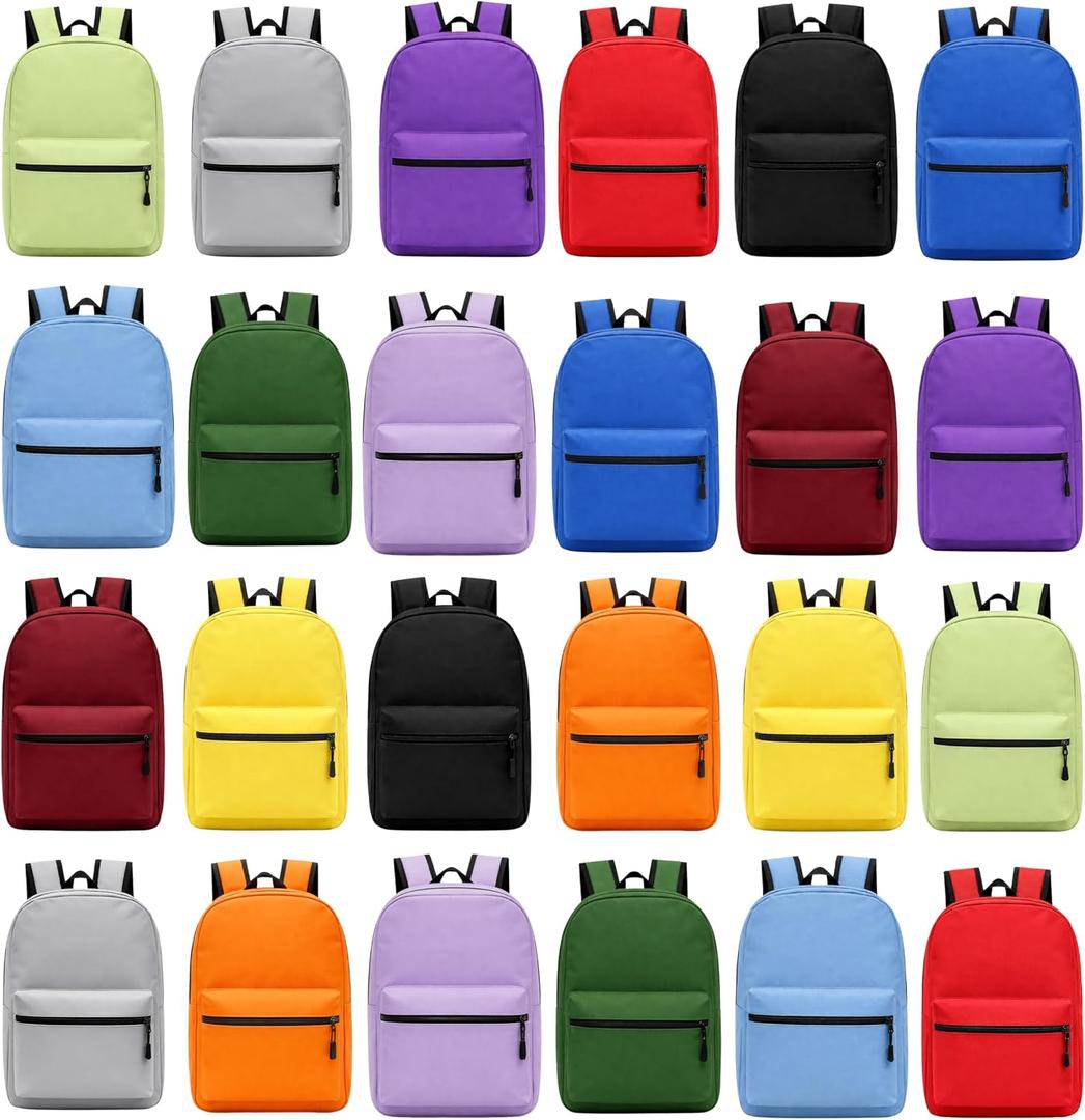 Winterlace 24 Pack Backpack, Bulk 17 inch Lightweight Outdoor Travel Gym Corporate Events Bag (Assorted), 12 x 17 x 6 inches