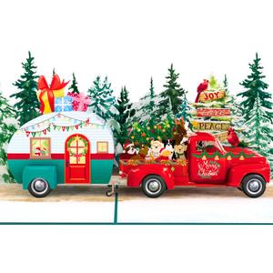 HEARTAGS- Pop Up Christmas Card, 3D Camper Christmas Pop Up Card, 6x8 in Popup Holiday Gretting Cards For Husband, Wife, Kids, Mom, Dad, Son, Daughter, Parents, Adults With Envelope and Message Note