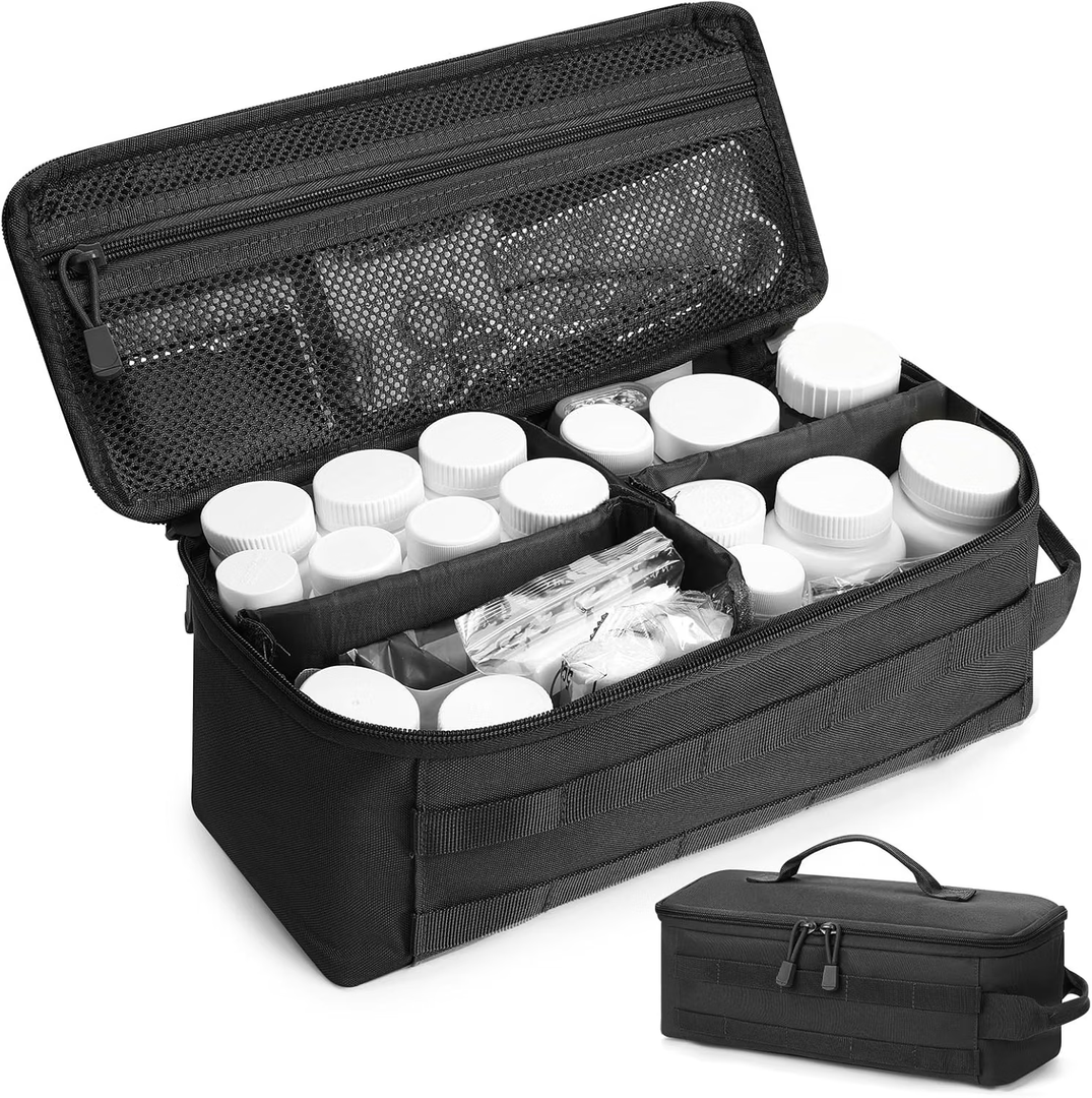 Travel Medicine Bag,Medication Pill Bottle Organizer Empty Case
Medicine Bag For Traveling,Hold Large Pill Bottles,Empty First Aid Bag