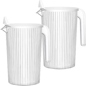 Lifewit Pitcher with Lid, 50 oz Water Jug BAP Free Plastic, Containers Juice, Ice Tea, Drink, Lemonade Pitchers for Fridge, 2 Pack