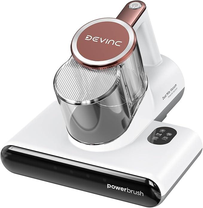 DEVINC Mattress Vacuum Cleaner, 16 KPa Bed Vacuum Cleaner with 253.7nm UVC Light, HEPA Filter & Heating Tech, Handheld Vacuums for Bed, Sofa, Couch, Crib, Fabric Surfaces(Corded)