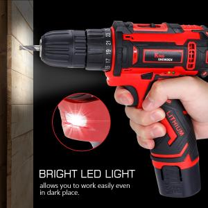 Cordless Drill Kit Power Screwdriver Set, 12 V Electric Drill Screwdriver for Home DIY, 3/8'' Keyless Chuck, 25+1 Torque Setting, Built-in LED, 2 x 1500mAh Batteries and Fast Charger