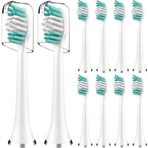 Toothbrush Heads Replacement Compatible with AquaSonic Vibe Series/Duo Series Pro/Black Series/Black Series Pro Electric Toothbrush, White, 10 Pack