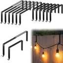 Frienda 12 Pcs Adjustable Outdoor Light String Metal Hooks for 6-11 Inch Concrete Wall Cinder Block Fences Hangers Outdoor Light String Hooks No Drill for Concrete Wall Cinder Block and Fence(Black)