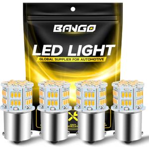 BANGO 1156 LED Bulb Amber Turn Signal Light, 1141 1003 7506 BA15S Super Bright for Car Front Rear Turn Signal Lights Brake Tail Lights, 4 Pack