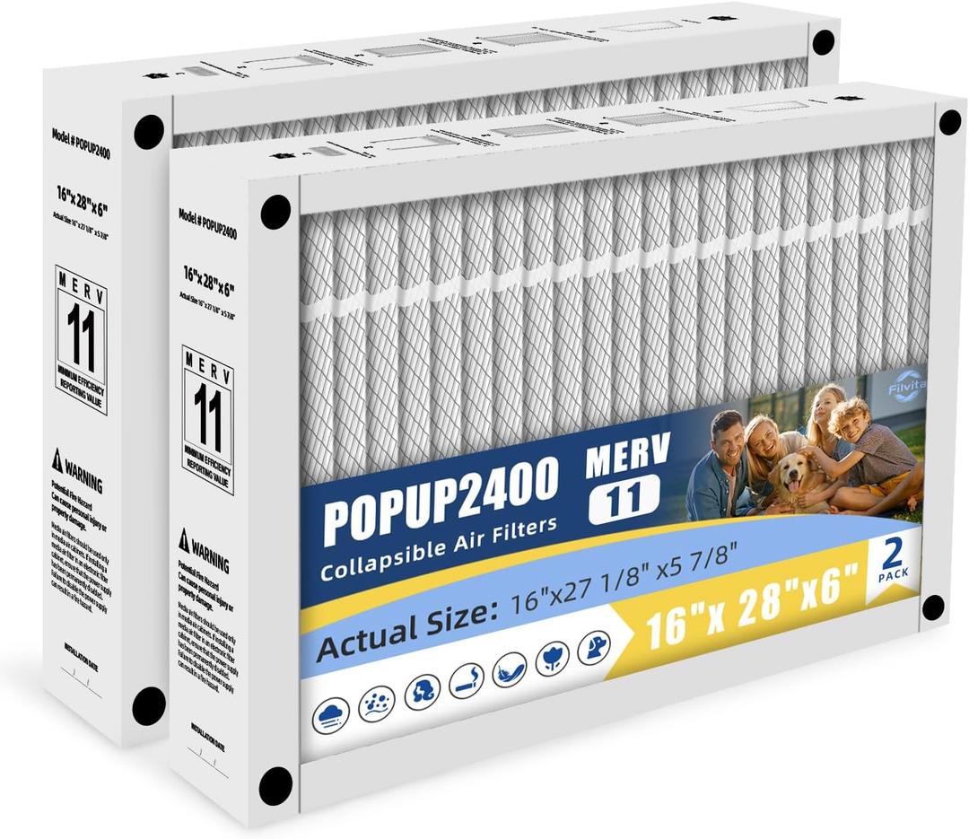 16x28x6 Filter Replacement For Honeywell POPUP2400 Foldable Design 2PACK