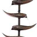 Alpine Corporation MCC390L-SL Indoor Outdoor Multitiered Metal Floor Water Fountain Ideal for Yard, Garden, and Patio, 70" Tall, Silver