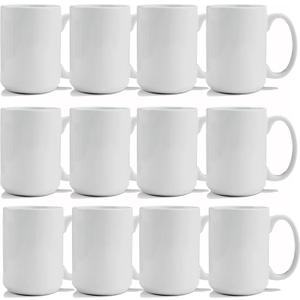 TANGLONG Sublimation Mugs 15 oz, Sublimation Blanks, Bulk Coffee Mugs,White Cups for Coffee,Latte, Soup, Milk, Hot Cocoa Set of 12