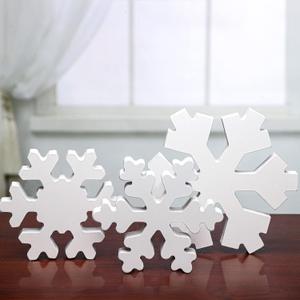 Bucherry 3 Pcs Winter Wooden Snowflake Decor Rustic Winter Snowflake Table Signs Wonderland Wood Blocks Farmhouse Christmas Tiered Tray Decorations for Xmas Table Shelf(White)