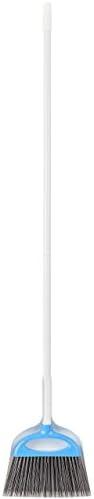 Amazon Basics Dustpan Broom Set with Easy Assembly and Long Handle, Blue and White Pack of 3