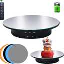 JAYEGT Motorized Rotating Display Stand, 7.87inch /17.6lbs Load, 360 Degree Electric Rotating Turntable for Photography ProductsJewelrywith 5 Colors Backgrounds , Mirror Cover (Black/Remote Control)