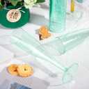 WDF 36 Pack Clear Green Plastic Champagne Flutes - 7OZ Green Champagne Flutes Plastic Champagne Glasses Disposable for Party/Wedding/Spring