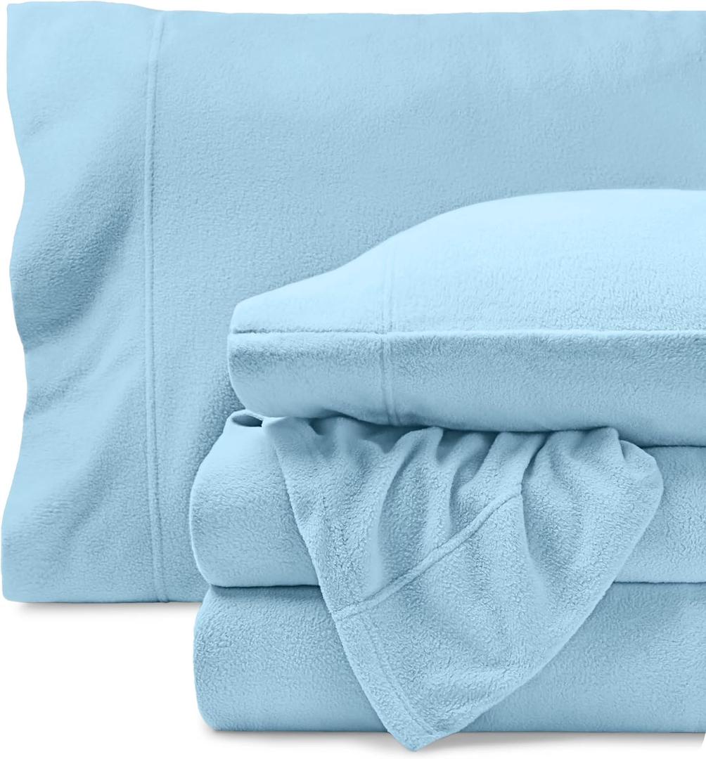 Bare Home Super Soft Fleece Sheet Set - Full Size - Extra Plush Polar Fleece, No-Pilling Bed Sheets - All Season Cozy Warmth (Full, Light Blue)