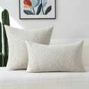 FUTEI Beige Decorative Throw Pillow Covers 16x16 Inch Set of 2,Soft Chenille Phoenix Tail Leaf Textured Cushion Case,Modern Home Decor for Couch Bed Living Room