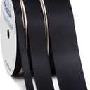 Ribbli 3 Rolls Double Faced Solid Satin Black Craft Ribbon,Total 30 Yards,(1/4 Inch x 10-Yard,5/8 Inch x 10-Yard,1 Inch x 10-Yard),Use for Bows Bouquet,Gift Wrapping