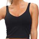 THE GYM PEOPLE Womens' Sports Bra Longline Wirefree Padded with Medium Support, Black, Large 