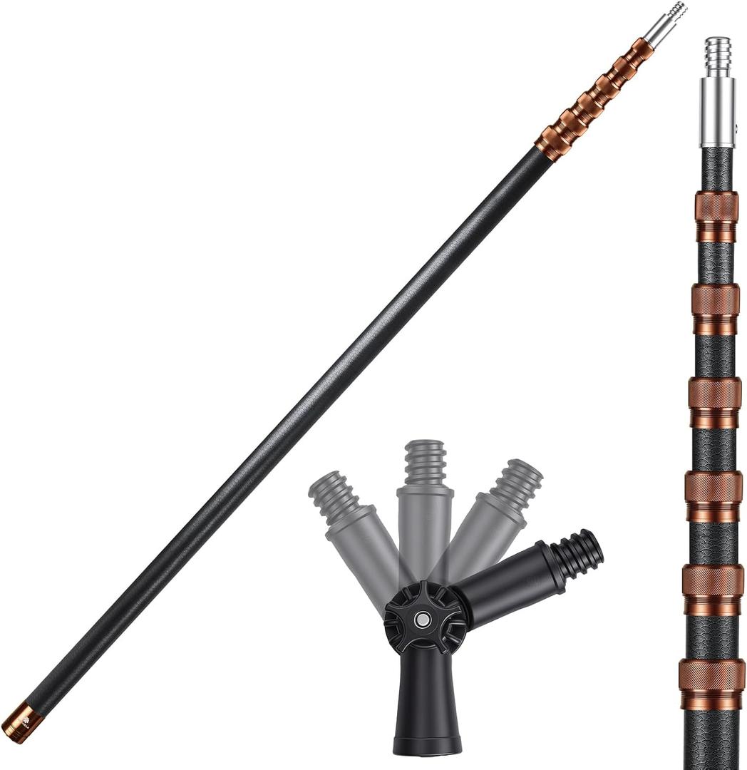 24FT Fiberglass Telescopic Extension Pole, Multi-Purpose Pole -Twist Lock