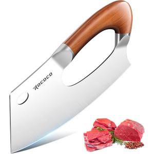 ROCOCO Meat Cleaver Knife Unique Effort Saving Kitchen Knife Professional Stainless Steel Chef Cooking Knives for Cutting Meat Vegetable Father Mother Christmas Gift Bronze