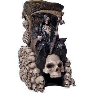 Forged Dice Co. Grim Bones Dice Tower with LED Skull Eyes - Hand Painted Grim Reaper Throne - Dice Rolling Tower Compatible with DND Accessories