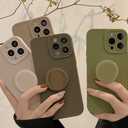 Silicone Case for iPhone 13 Pro Case 6.1-Inch, Women with Ring Holder Expanding Kickstand, Girl Cute Rubber Protective Phone Cover (Gray)