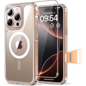 TAURI for iPhone 16 Pro Max Case, Camera Control Compatible with MagSafe, with Screen Protectors, Military-Grade Protection, Slim Magnetic Phone Case for 16 Pro Max 6.9", Clear