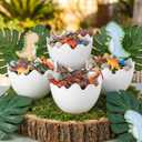 AceOrbit 4 Pcs Dinosaur Themed Party Decorations Easter Table Centerpiece Plastic Egg Shape Vases Treat Boxes Snack Trays for Adult Dinosaur Birthday Themed Party Supplies