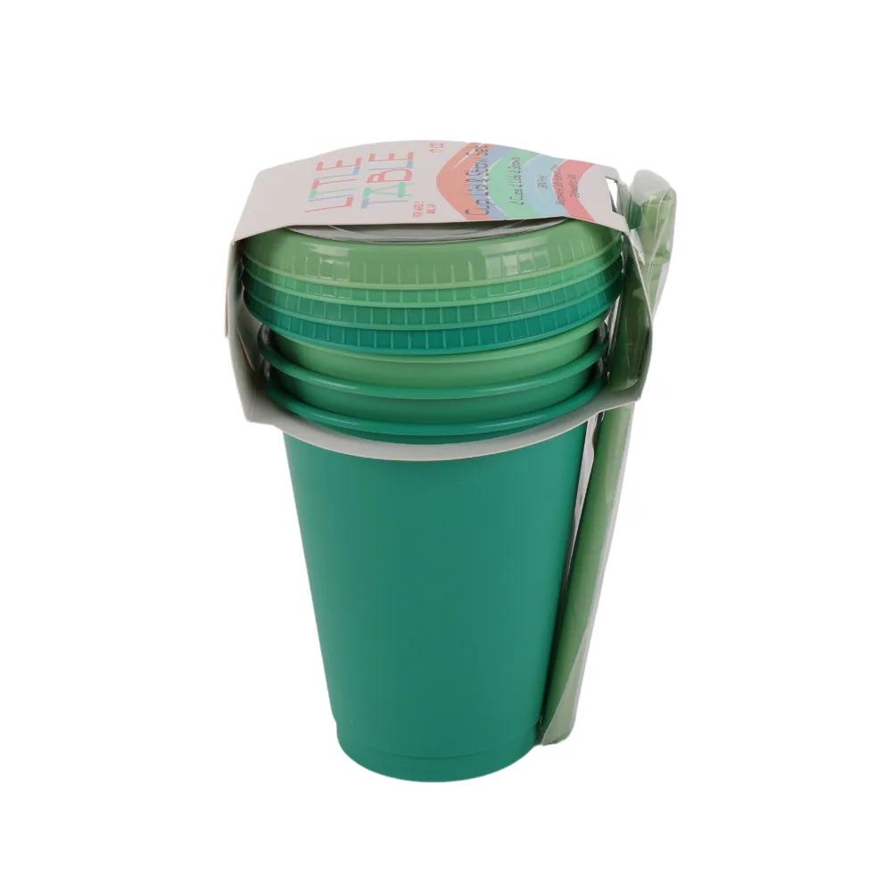 17 oz Tumblers with Lid and Straw- Greens