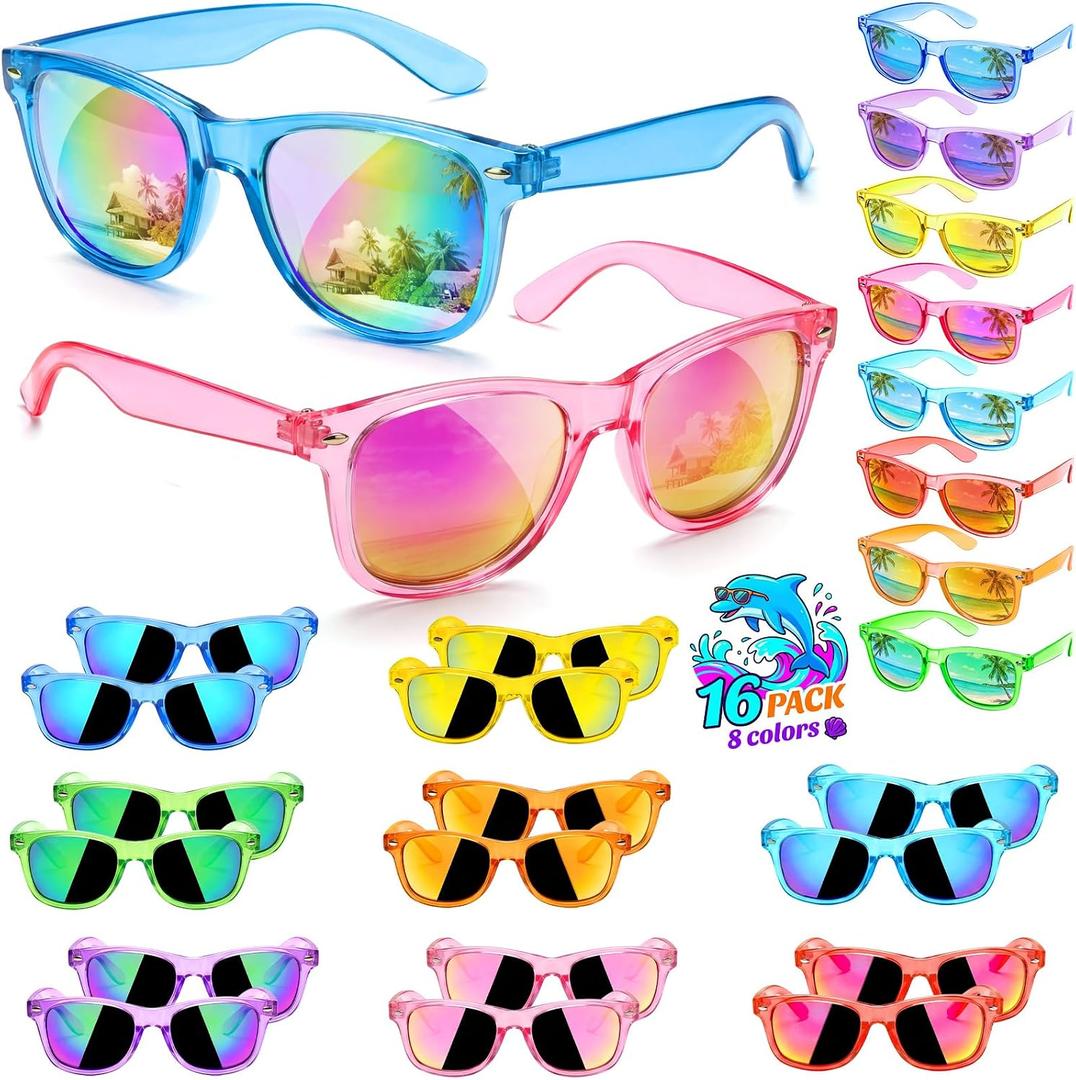 GINMIC Kids Sunglasses Party Favors, 16 Pack Party Sunglasses For Kids, Boys And Girls with UV 400 Protection , Party Favors For Kids 4-8 3-5, Kids Sunglasses Bulk For Goodie Bags