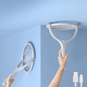 2-Pack Anne Diary Electric Bug Zapper Racket Mosquito Fly Gnat Wasp Killer USB Type-C Rechargeable Swatter Indoor Rotating Head, White