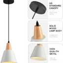 2 Pack Pendant Lights, White Pendant Lights Kitchen Island,Wood Dome Minimalist Industrial Ceiling Hanging Lights for Kitchen Island, Barn, Dining Room, Living Room, Bedroom