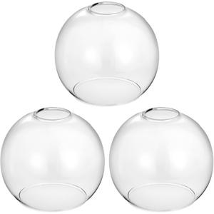 3 Pack Clear Glass Shade Replacements, Globe Glass Lamp Shade Covers for Light Fixtures, 1.65 Inch Fitter Globes Lampshades for Wall Sconces Chandelier Pendant Lights Bath Vanity Lights