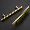 Ravinte 20 Pack 4 inch Gold Cabinet Handles Kitchen Cabinet Handles Brushed Brass Cabinet Pulls 6-3/8" Overall Length