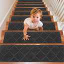 Seloom Upgraded 8" x 30" Stair Treads for Wooden Steps- Carpet Non-Slip with Non Skid Backing Specialized for Indoor Steps, Removable Washable Step Runners Perfect for Dogs(Grey,15-Pack, Dimand)