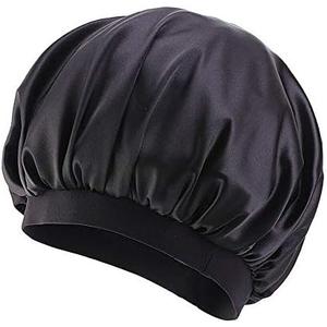 Women Satin Night Sleep Cap Hair Bonnet Hat Silk Head Cover Wide Elastic Band