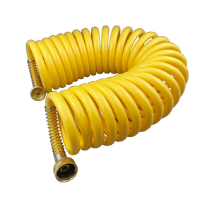 Yereen Heavy-duty PU Coil Hose, Self-Coiling Garden Hose with Solid Brass Fittings, Retractable, Corrosion Resistant, for Household (50 FT, Yellow)