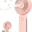 Portable Handheld Misting Fan, 4000mAh USB Rechargeable Personal Mister Foldable Fan Battery Operated Spray Water Mist Fan Makeup Small Face Steamer for Travel Outdoors Office Pink