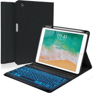 BLUTLOTUS Keyboard case for iPad 5th/6th Generation 2017/2018, 9.7 Inch iPad Air 2 Case, Removable Wireless Backlit Detachable Keyboard, Folio Smart Cover(Black)