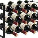 Black Wine Rack for 12 Bottles  Stackable & Expandable Metal Wine Bottle Holder for Bar Counter, Cabinet, Pantry, or Small Spaces  Modern Freestanding Wine Storage Shelf (3 Tier, Black)
