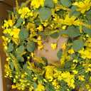J'FLORU Artificial Spring Wreath 22 Inch Summer Wreaths for Front Door Yellow Daisy Wreath for Indoor Outdoor Home Decor and Easter Celebration
