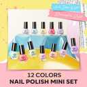 modelones Nail Polish Set, 12 Colors Spring Summer Blue Green Pink Nude Yellow Purple Pastel Quick Dry Mini Starter Kit Long Lasting Art DIY Manicure Set at Home for Women Girls