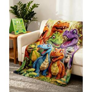 Upgraded Thickened 3D Dinosaur Blanket 5 Sizes Cute Smiling Dinosaurs HD Digital Print Flannel Weighted Fleece Cozy Dino Blanket Ultra Soft Lightweight All Season (30"x40")