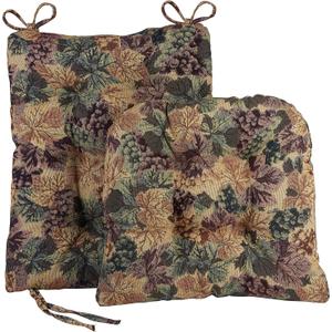 Klear Vu Omega Non-Slip Rocking Chair Cushion Set, Assembled in USA, Thick Padding & Tufted Design, Includes Seat Pad & Back Pillow with Ties, 17x17 Inches, 2-Piece Set, Cabernet
