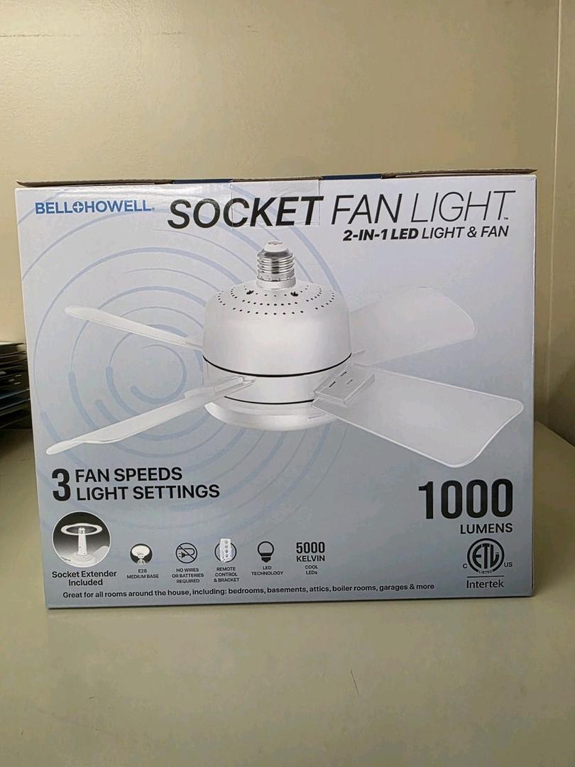 Bell+Howell Socket Breeze Modern Ceiling Fans with LED Lights, 10" LED E26/E27 Screw Base Mini Light Socket Fan with Cord for Bedroom, Living Room, Kitchen, Balcony