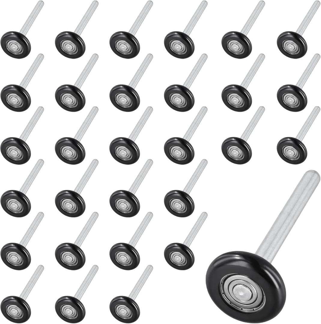 30 PCS Nylon Rollers, Black 6200Bearing Garage Door Rollers, Smooth Rollers Silent Design for Garage Door, Industrial Equipment Rollers (30PCS 1.8Inch)