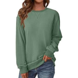 GKBK Womens Casual Long Sleeve Sweatshirt Crew Neck Crewneck T Shirt Tshirt Cute Pullover Tops Relaxed Fit Thin Soft Comfy Light Weight Loose Fit Sweater 2026 Fashion Clothes Trendy Outfits Green XXL (Green, XXL)