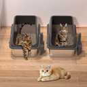 KITCATY 2PACK Stainless Steel Cat Litter Box, 20" L x 13.8" W x12 H Metal Kitty Litter Box with Lid, Never Absorbs Odors, Leak-Proof, Non-Sticky, Easy to Clean, with Scoop