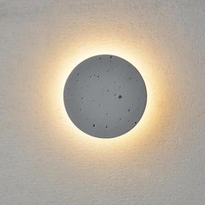 DUHU Led Wall Sconce Round,Grey Cement Wall Lamp Hardwired,Minimalist Wall Mount Light with Sleek Finish Design,Modern Indoor Sconces Lighting for Bedroom,Living Room,Hallway,12w 3000k,Warm White (G-285W/GY-US)