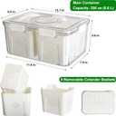 Taiuloo Airtight Fruit Storage Containers for Fridge with Lid & Handle, BPA-Free Snack Box Container with 4 Removable Colanders, Berry Vegetable Fresh Produce Saver, Clear Refrigerator Organizer Bins