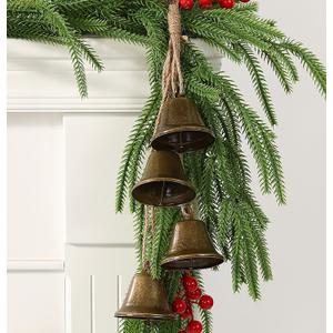 Christmas Decorations-Gold Vintage Bells with Jute Hanging Rope for Christmas Tree Weddings, Parties, Door Hanging, and Christmas DIY Wreaths, Home Decor
