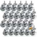 HOLKIE Caster Wheels 3 inch Locking Casters Set of 24, Threaded Stem 3/8" -16 x 1-1/2" (Diameter 3/8", Length 1-1/2") Swivel Heavy Duty Castors Gray